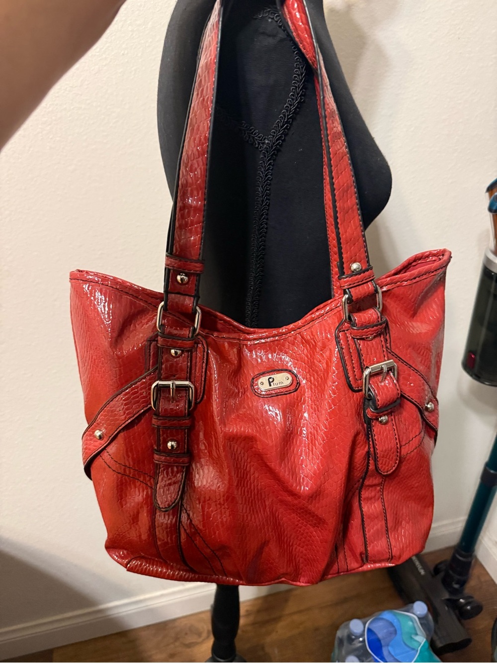 True vintage y2k candy apple red oats r leather shoulder bag 2000s